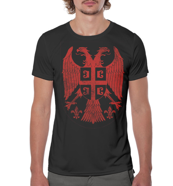 Мужская футболка с изображением Герб Сербии цвета Белый