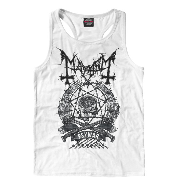Мужская майка-борцовка с изображением Mayhem цвета Белый