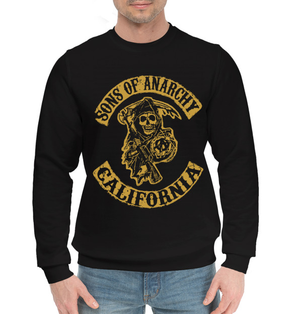 Мужской хлопковый свитшот с изображением Сыны анархии цвета Черный