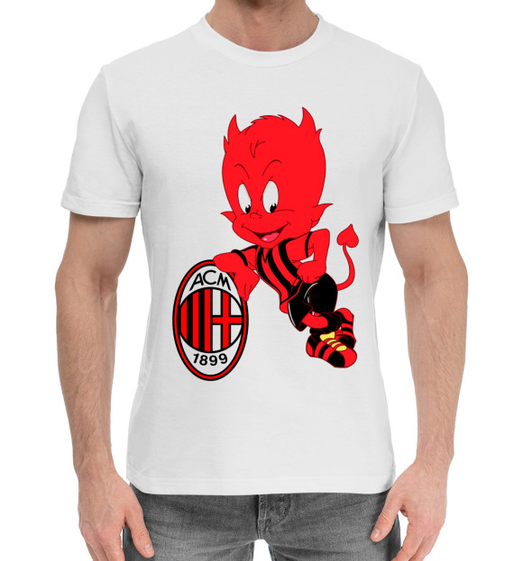 Мужская хлопковая футболка с изображением AC Milan цвета Белый