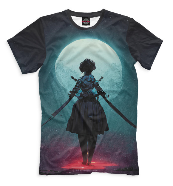Мужская футболка с изображением Девушка с мечами цвета Белый