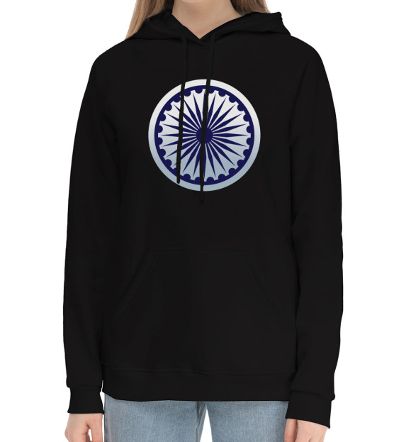 Женский хлопковый худи с изображением Индия цвета Черный