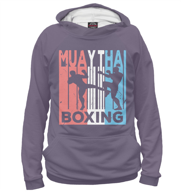 Мужское худи с изображением MUAY THAI BOXING цвета Белый