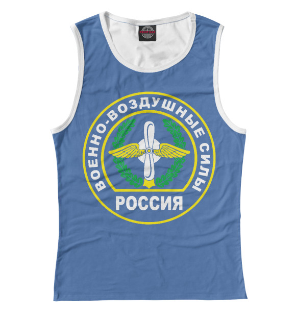 Майка для девочки с изображением ВОЕННО-ВОЗДУШНЫЕ СИЛЫ (синий фон) цвета Белый
