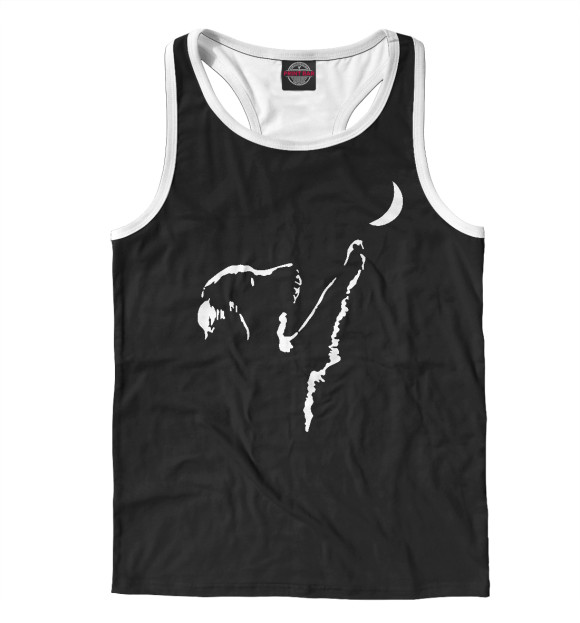 Мужская майка-борцовка с изображением Лунный Пес цвета Белый