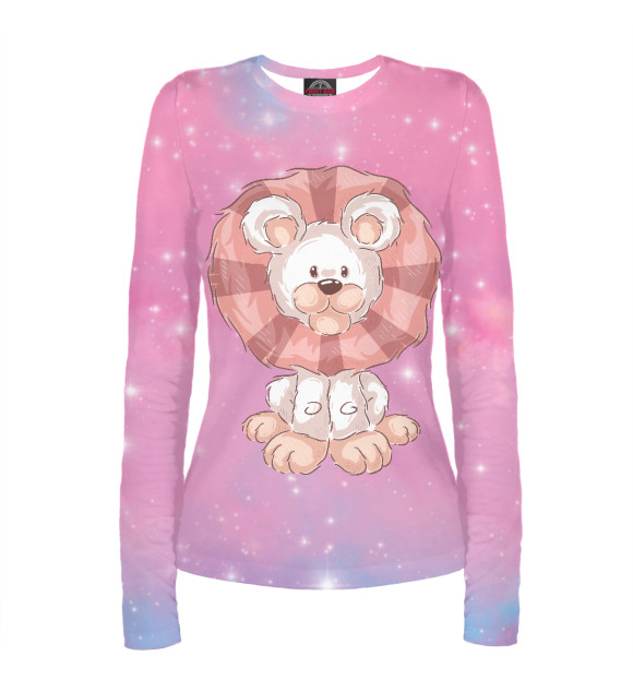 Женский лонгслив с изображением Маленький львенок цвета Белый