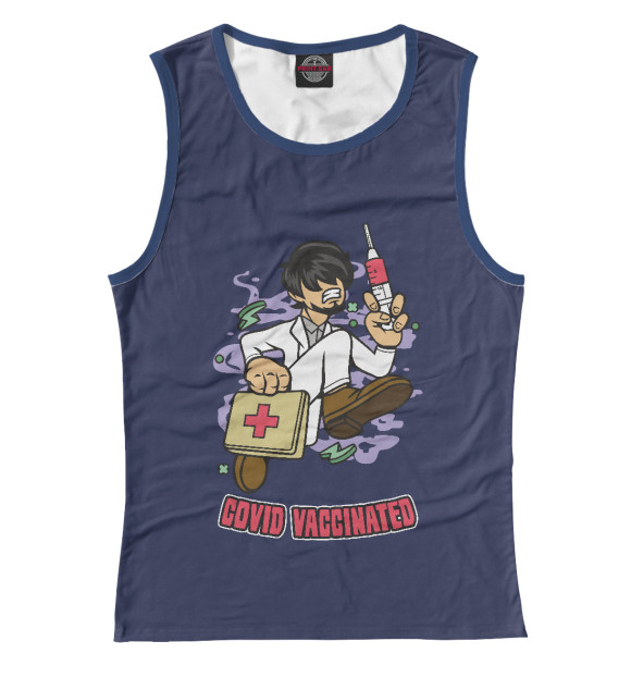 Майка для девочки с изображением Covid Vaccinated цвета Белый