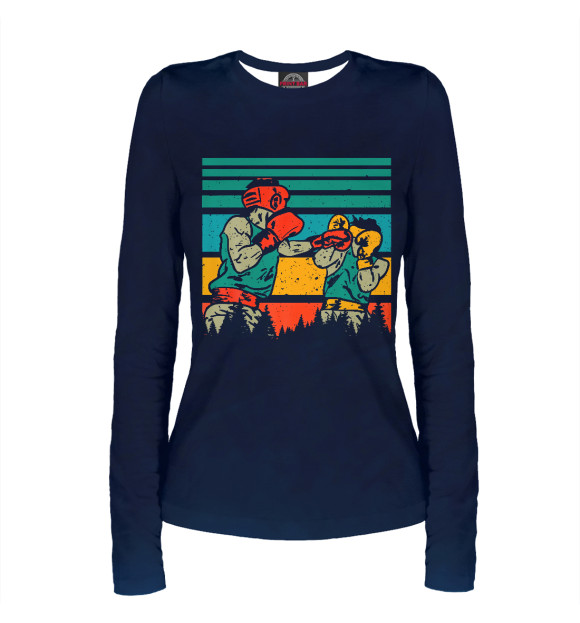 Женский лонгслив с притом Vintage Retro Two Boxers цвета Белый Женский лонгслив с изображением Vintage Retro Two Boxers цвета Белый