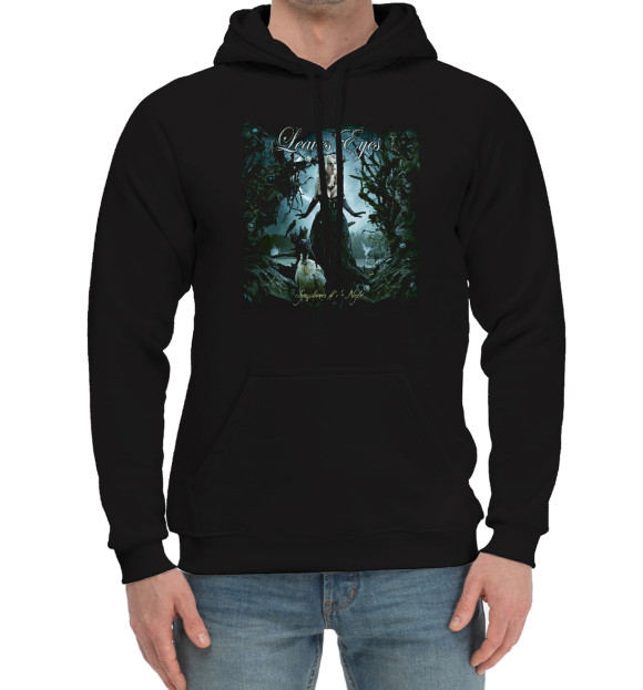 Мужской хлопковый худи с изображением Leaves'eyes цвета Черный