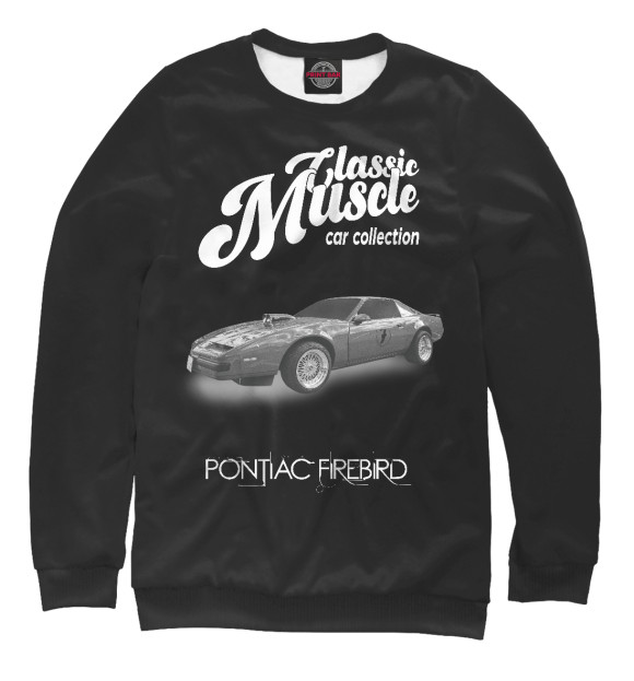 Свитшот для мальчиков с изображением Маслкар Pontiac Firebird на черном фоне цвета Белый