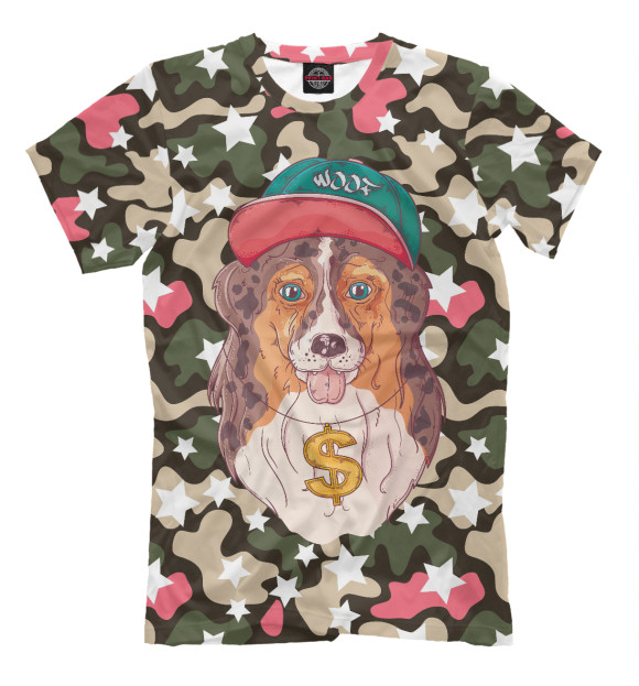 Футболка для мальчиков с изображением Hip-hop dog цвета Белый