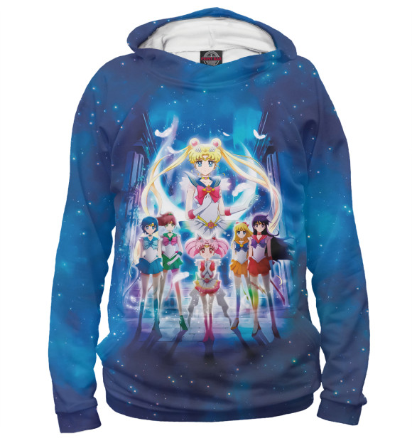 Мужское худи с изображением Sailor Moon цвета Белый
