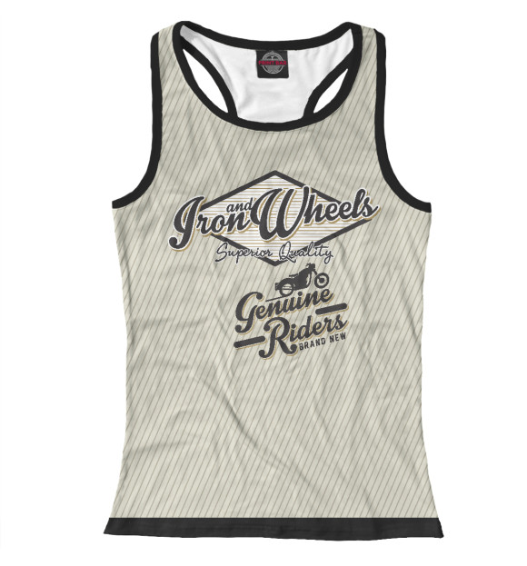 Женская майка-борцовка с изображением Rider art moto iron цвета Белый