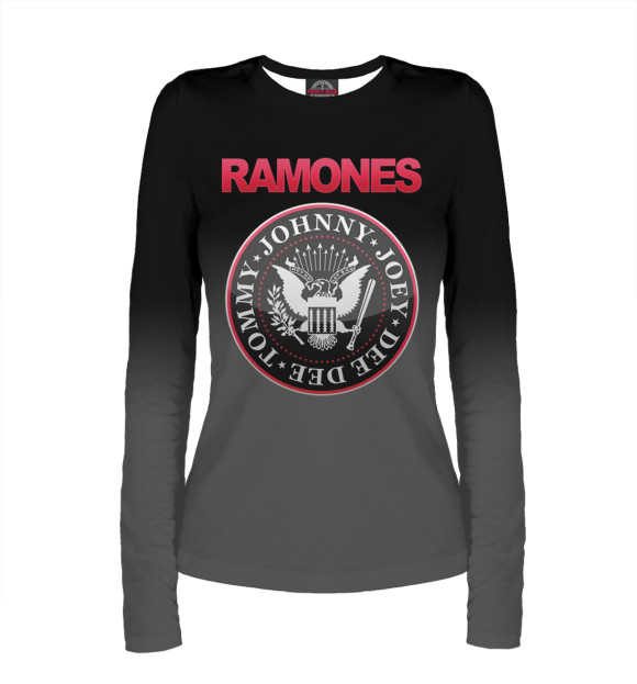 Женский лонгслив с притом Ramones цвета Белый Женский лонгслив с изображением Ramones цвета Белый