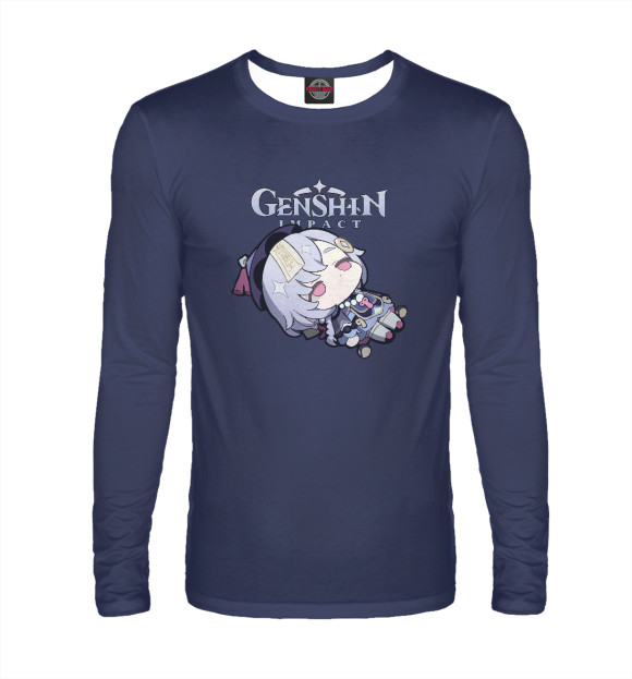 Мужской лонгслив с изображением Qi Qi цвета Белый