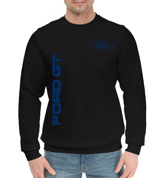 Мужской хлопковый свитшот с изображением Ford GT цвета Черный