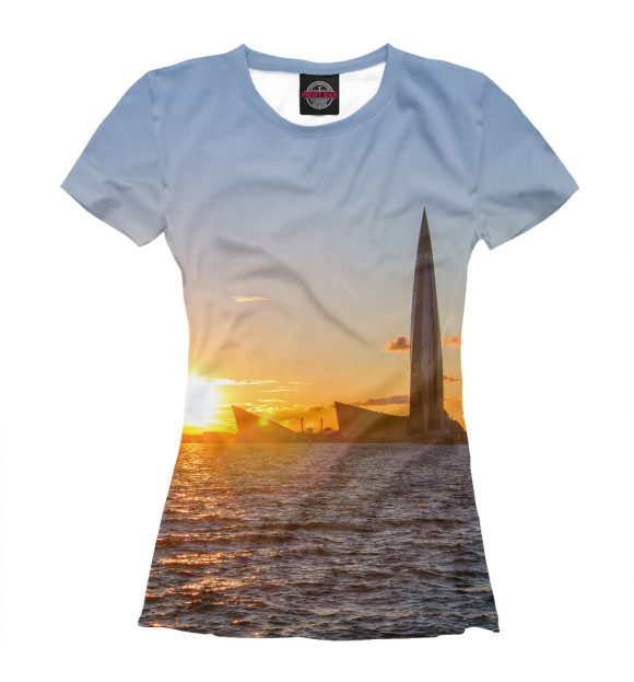 Женская футболка с изображением Санкт-Петербург, Лахта центр цвета Белый