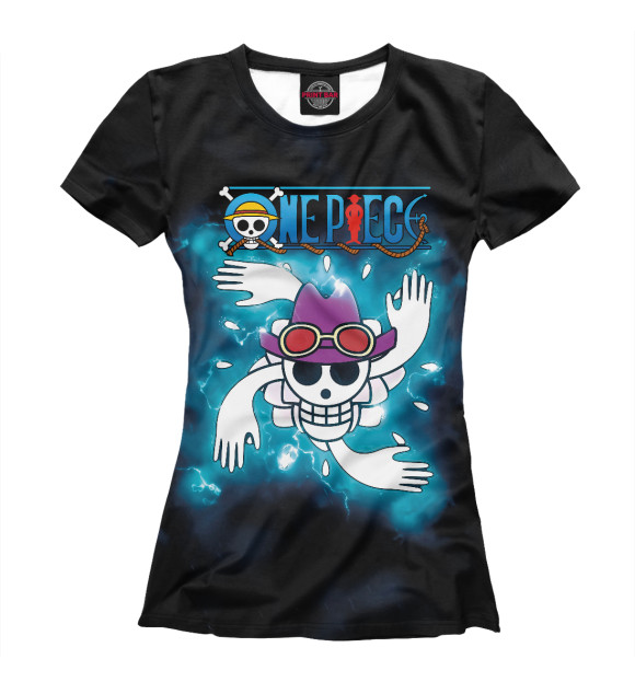 Женская футболка с изображением One Piece Большой куш цвета Белый