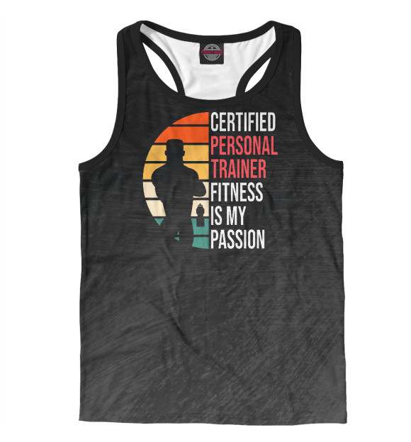 Мужская майка-борцовка с изображением Certified Personal Trainer цвета Белый