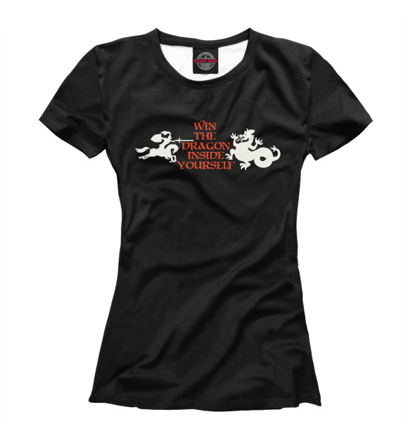 Женская футболка с изображением Win the dragon (убить дракона) цвета Белый