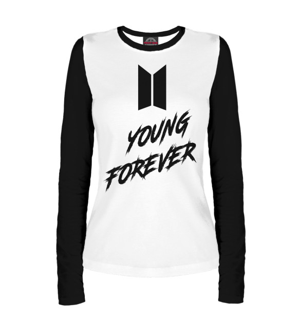 Женский лонгслив с изображением BTS цвета Белый