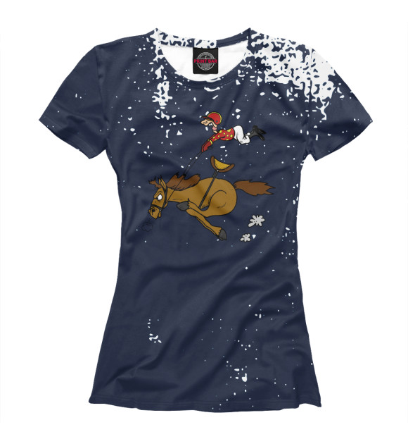 Женская футболка с изображением Horse and jockey цвета Белый