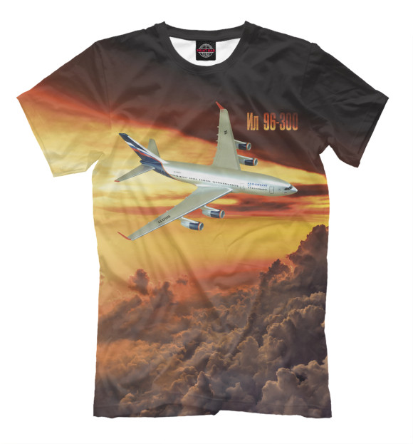 Мужская футболка с изображением Самолет Ил 96-300 цвета Белый