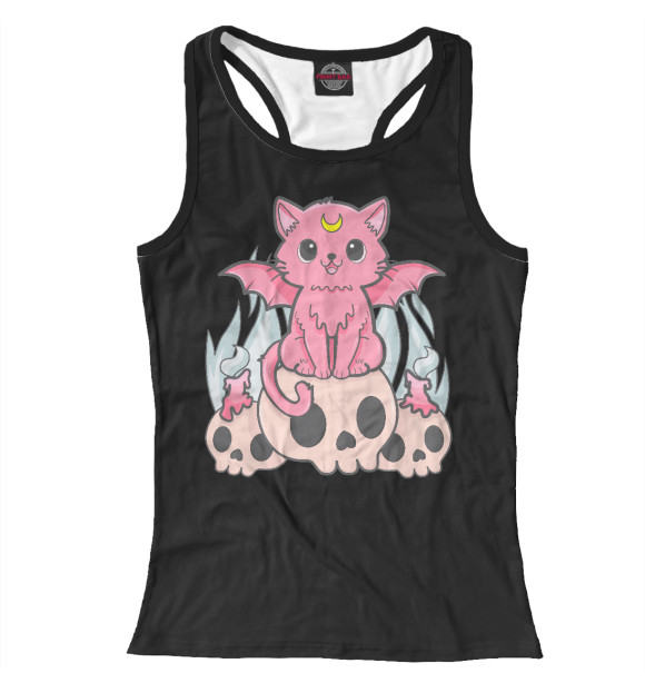 Женская майка-борцовка с изображением Котик цвета Белый