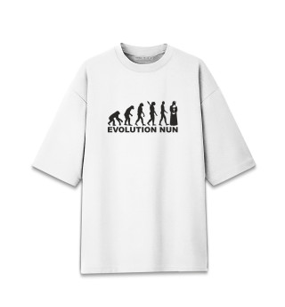 Женская футболка оверсайз Эволюция монашки