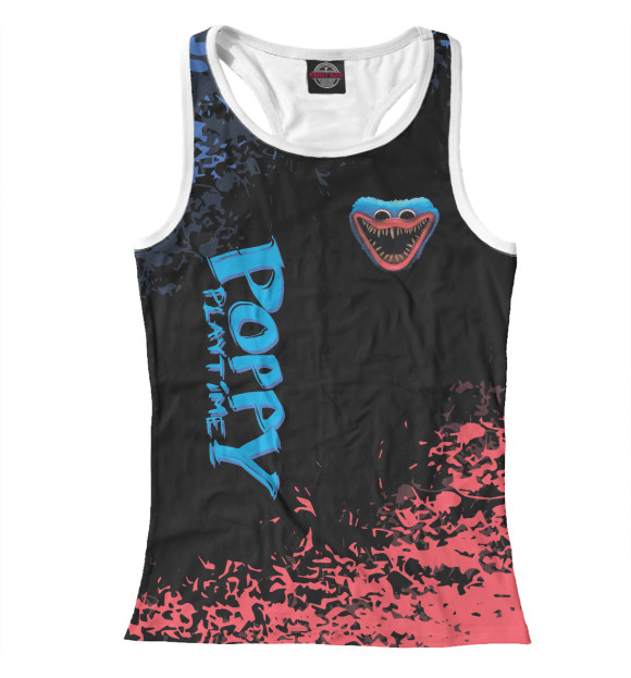 Женская майка-борцовка с притом Poppy Playtime цвета Белый Женская майка-борцовка с изображением Poppy Playtime цвета Белый