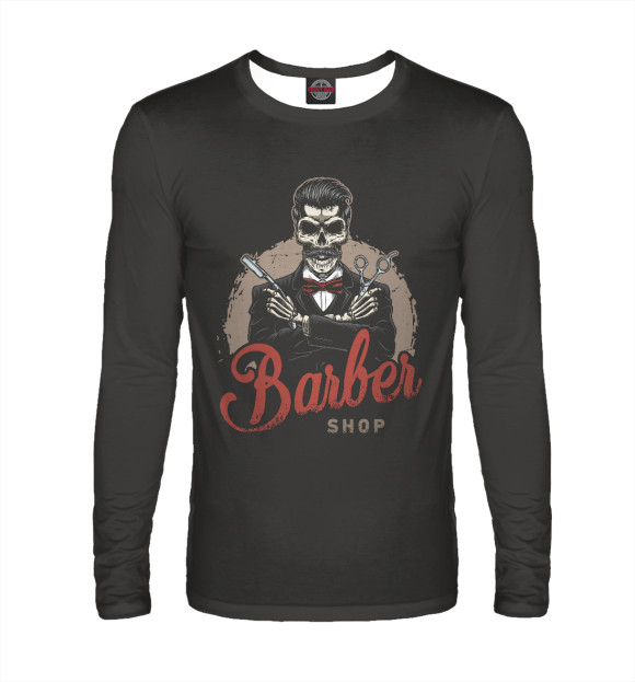Мужской лонгслив с изображением Barber цвета Белый