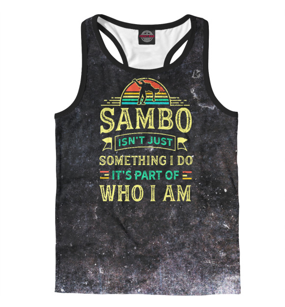 Мужская майка-борцовка с притом Sambo цвета Белый Мужская майка-борцовка с изображением Sambo цвета Белый