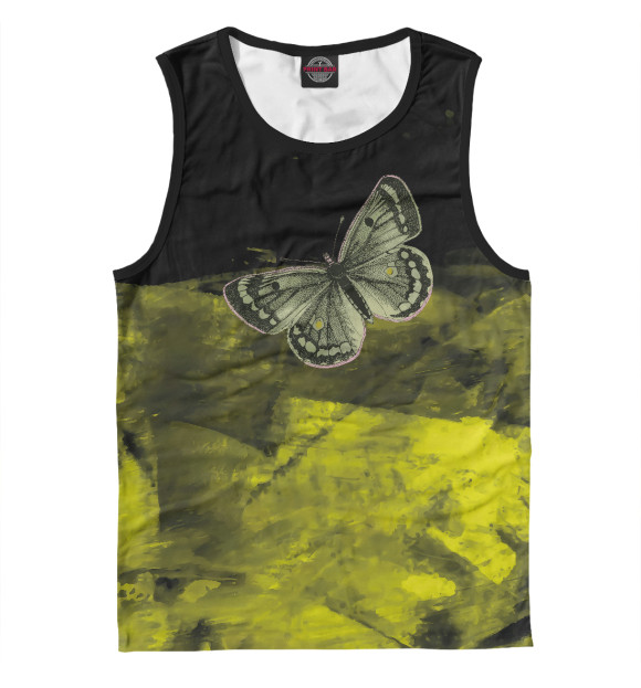 Мужская майка с изображением Vintage green butterfly цвета Белый