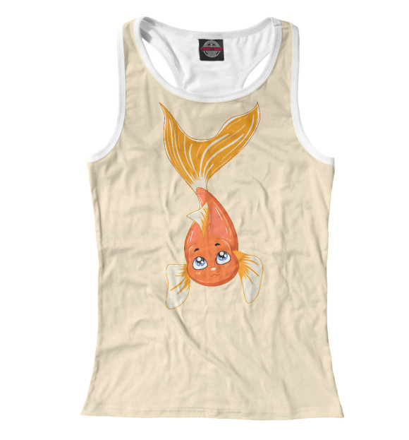 Женская майка-борцовка с изображением Золотая рыбка цвета Белый