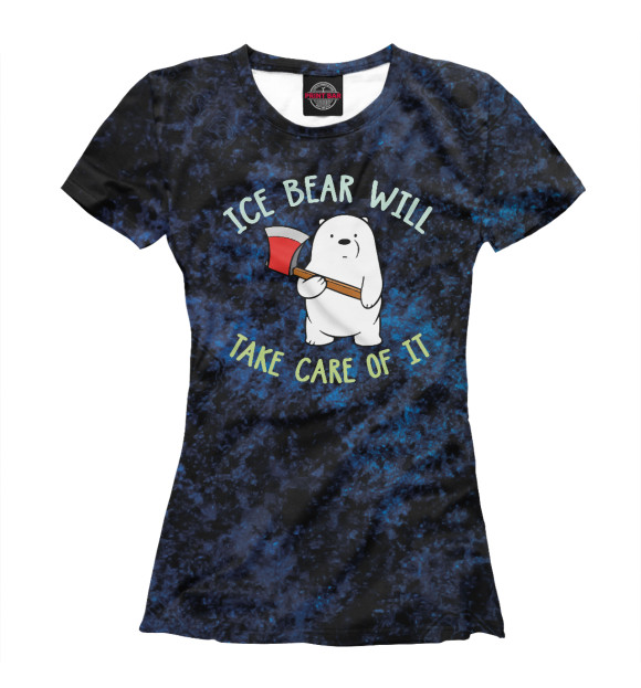 Футболка для девочек с изображением Ice Bear Will Take Care цвета Белый