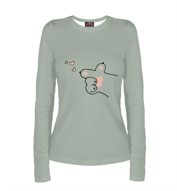 Женский лонгслив с изображением Лапа цвета Белый