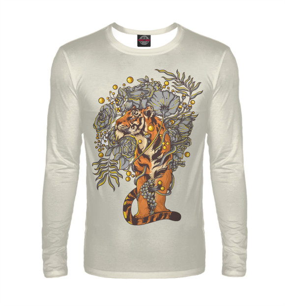 Мужской лонгслив с изображением Fairy Tailed Tiger цвета Белый