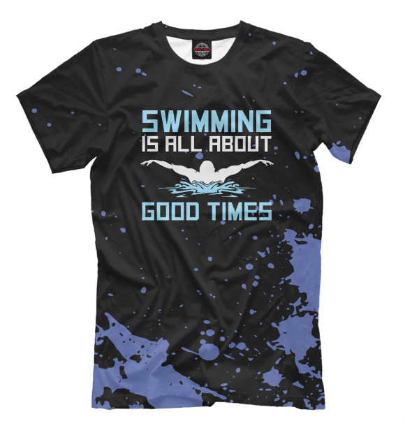 Мужская футболка с изображением Swimming Is All About Good цвета Белый