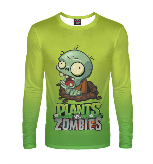 Мужской лонгслив с изображением Plants vs. Zombies цвета Белый