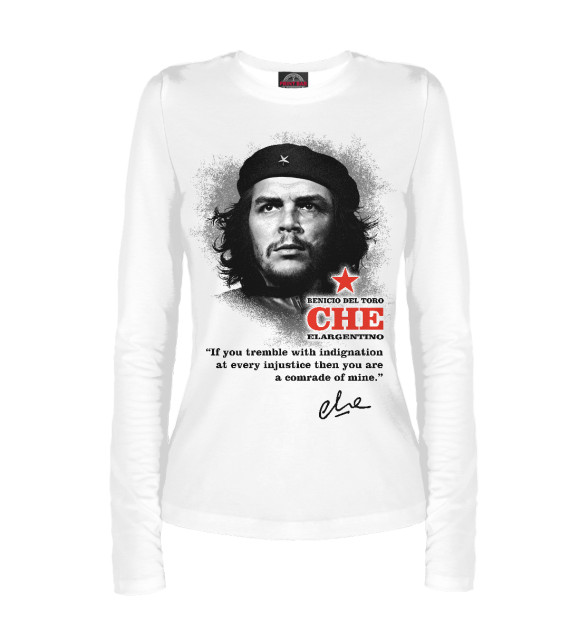 Женский лонгслив с изображением Che (белый фон) цвета Белый