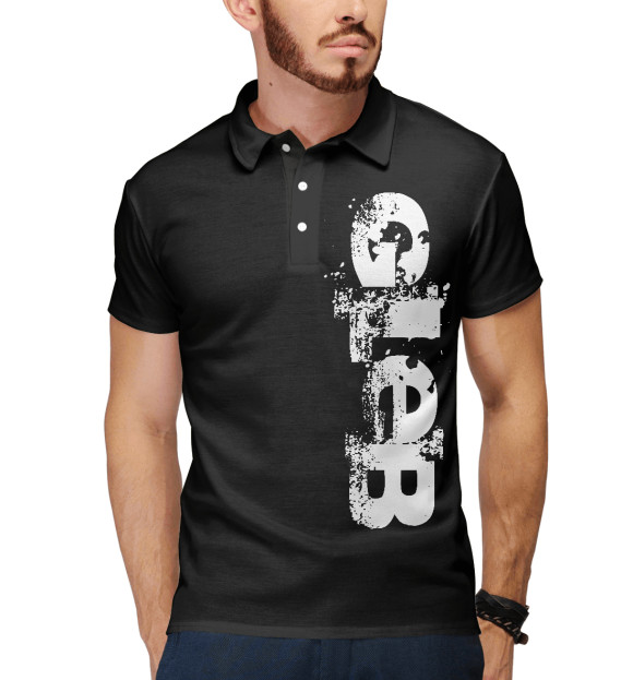 Мужское поло с изображением Глеб (брызги красок) цвета Белый