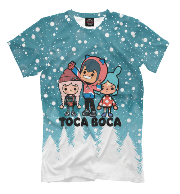 Мужская футболка с изображением Toca Boca Новогодний цвета Белый