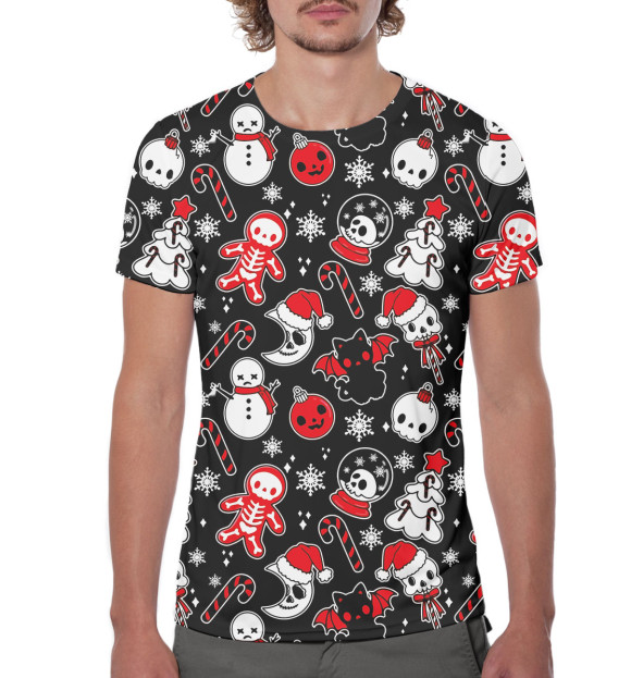 Мужская футболка с изображением Creepy New Year цвета Белый