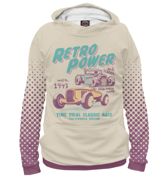 Мужское худи с изображением Retro цвета Белый
