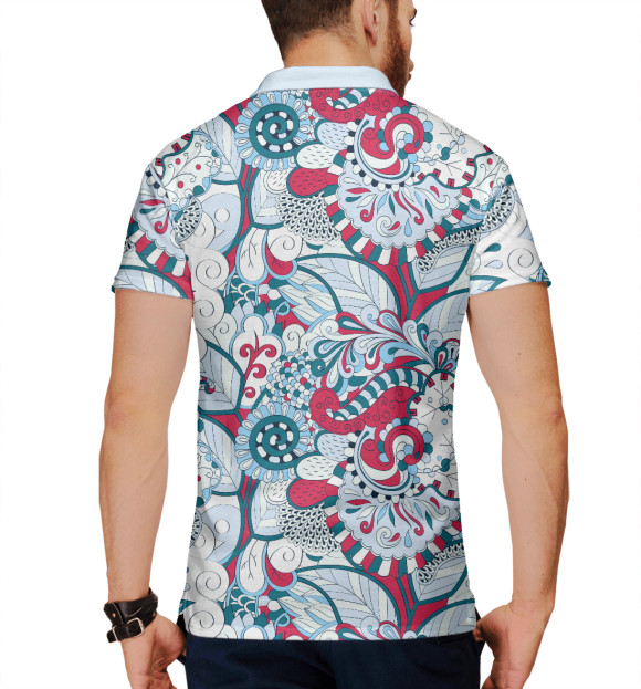 Мужское поло с изображением Цветы цвета Белый