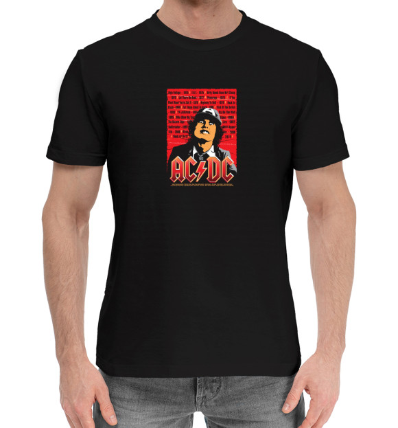 Мужская хлопковая футболка с изображением AC/DC цвета Черный
