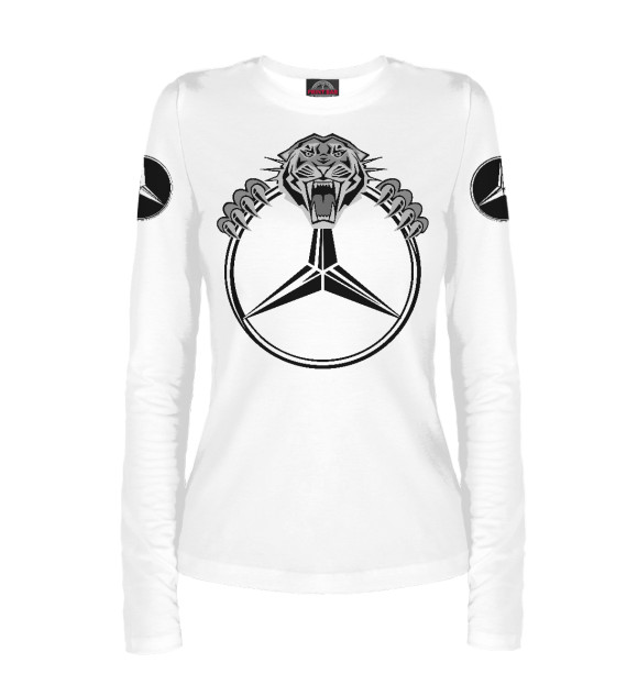 Женский лонгслив с изображением Mercedes-Benz цвета Белый