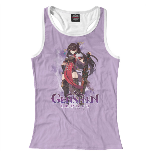 Женская майка-борцовка с изображением Бэй Доу Genshin цвета Белый