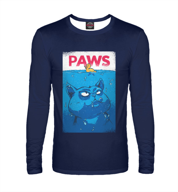 Мужской лонгслив с изображением Paws лапки цвета Белый