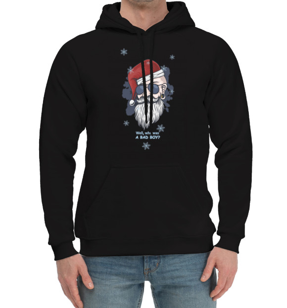 Мужской хлопковый худи с изображением Who was a bad boy? цвета Черный